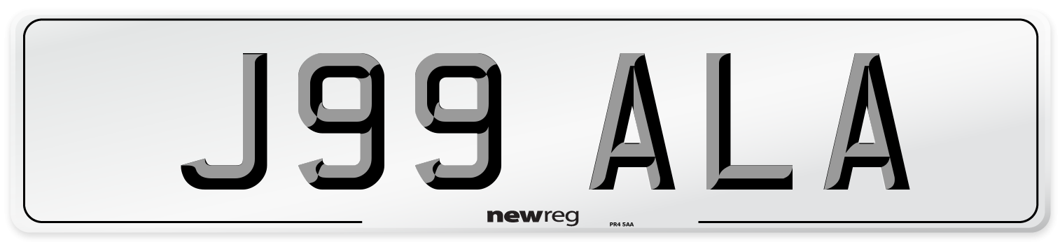 J99 ALA Number Plate from New Reg